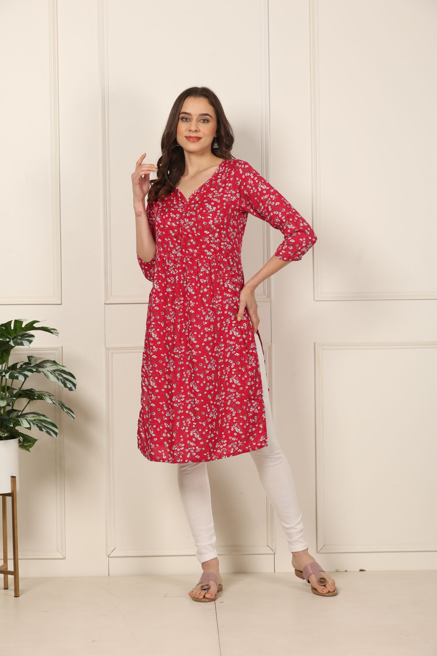 <b>Naira</b><br/>Strawberry Pink Rayon Kurti - Image 2