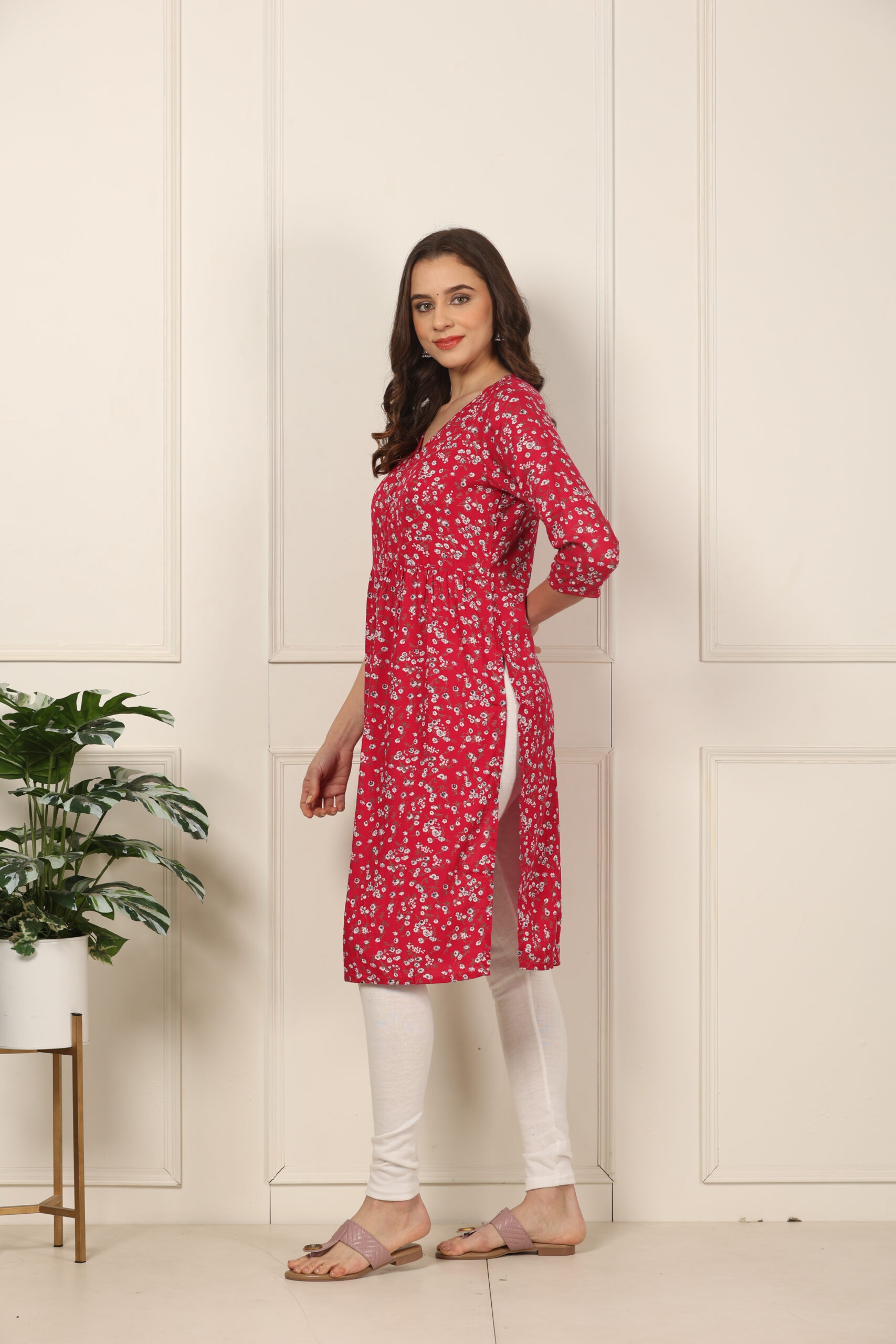 <b>Naira</b><br/>Strawberry Pink Rayon Kurti - Image 4