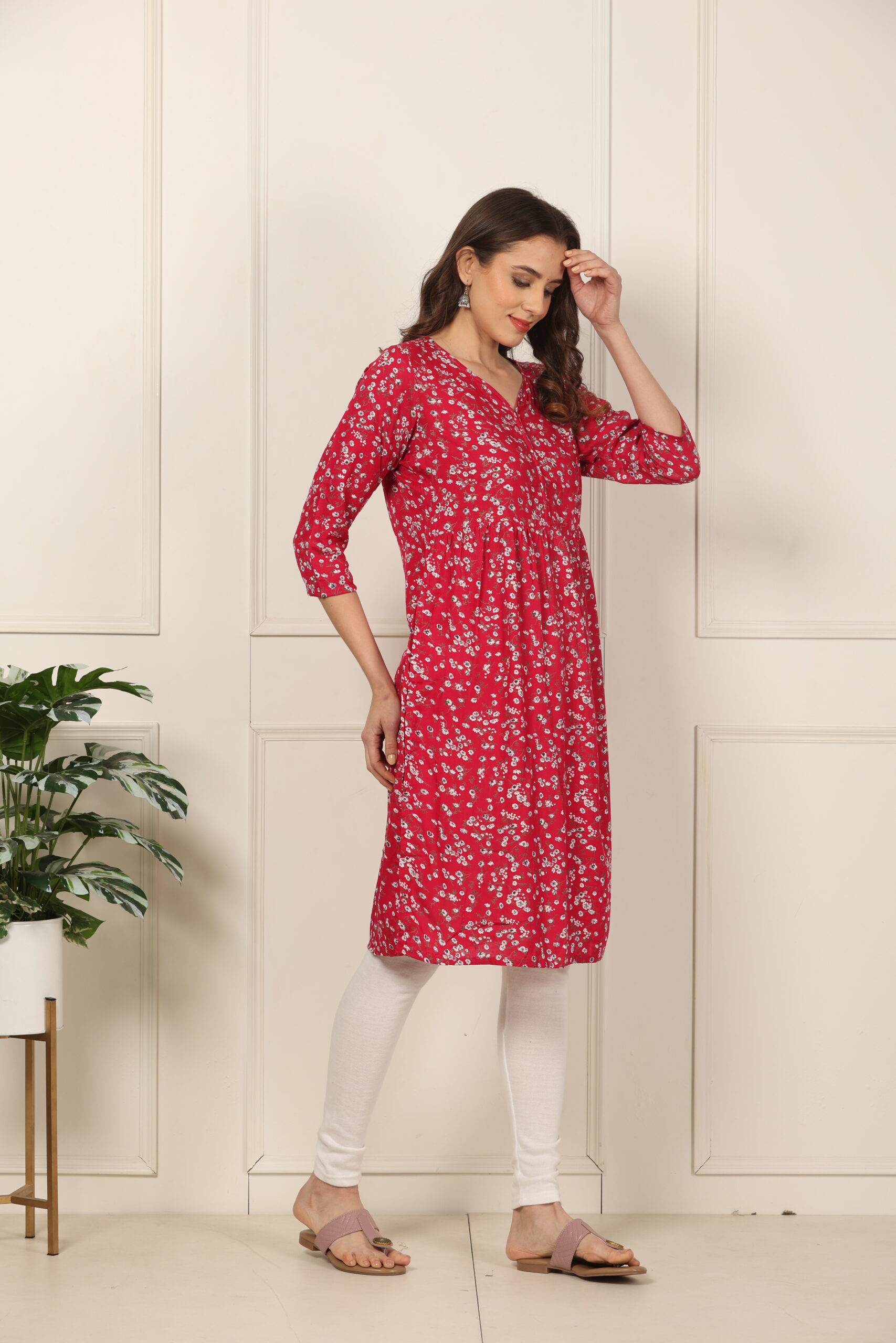 <b>Naira</b><br/>Strawberry Pink Rayon Kurti - Image 3