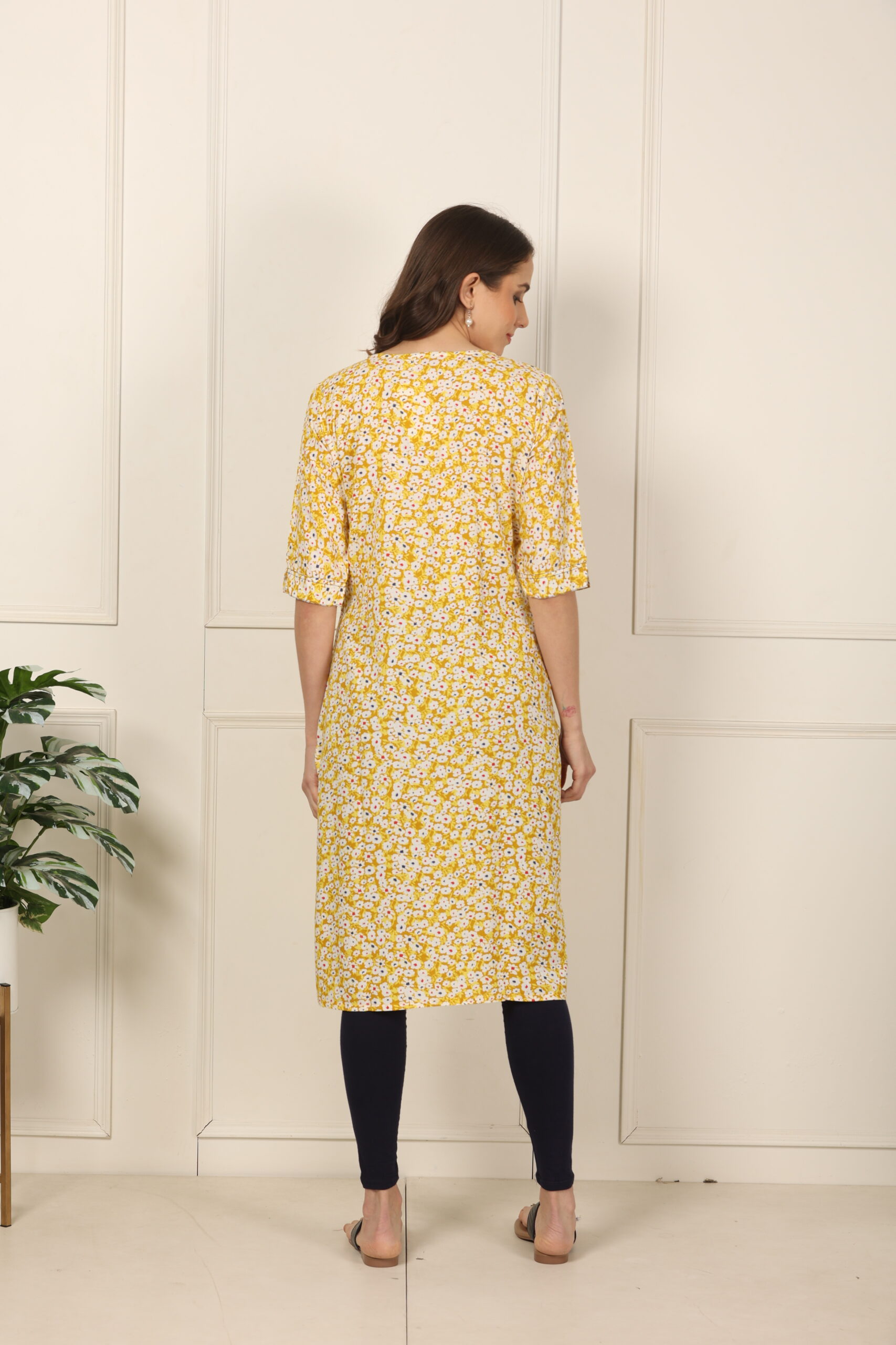 <b>Emma</b><br/>Mustard Rayon Floral Kurti - Image 6