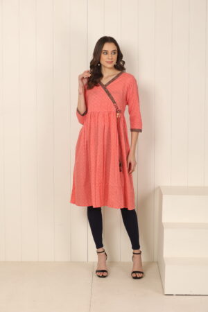 <b>Angarkha</b><br/>Coral Cotton Kurti