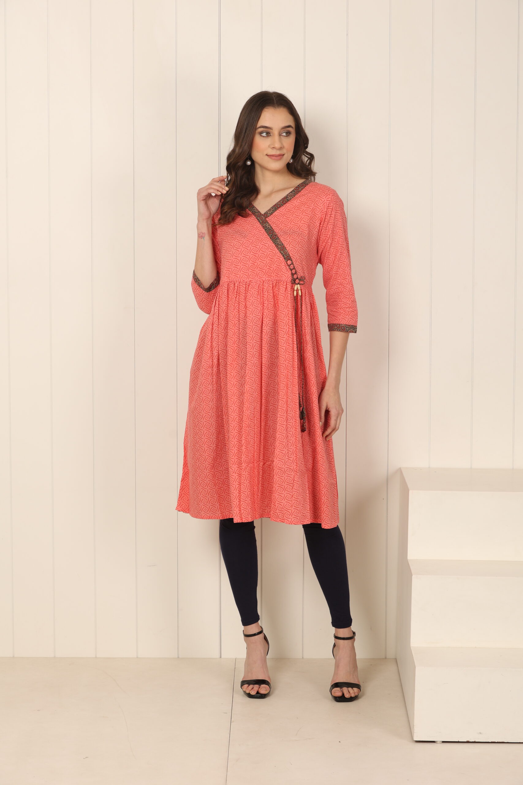 <b>Angarkha</b><br/>Coral Cotton Kurti