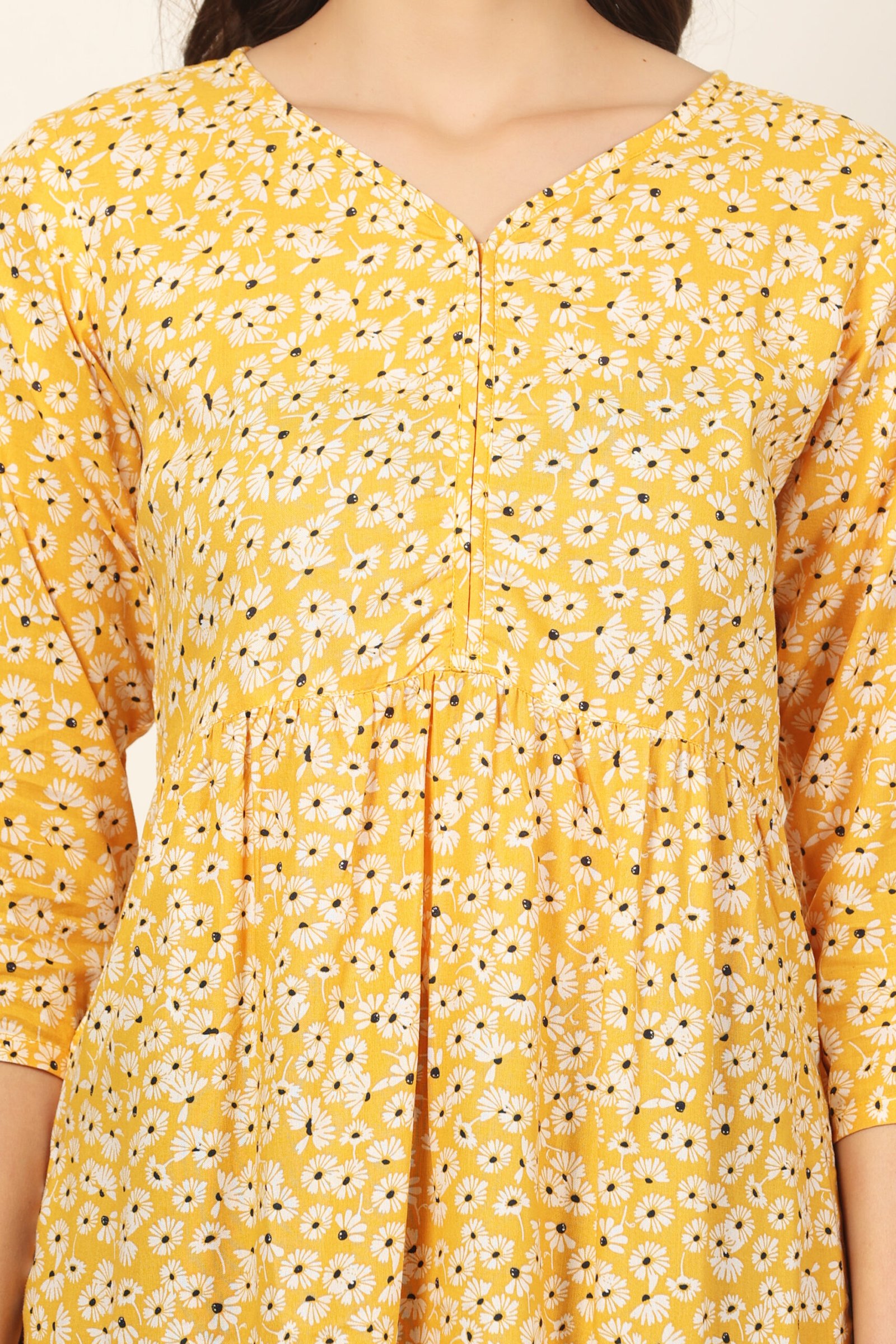 <b>Naira</b><br/>Yellow Floral Rayon Kurti - Image 6