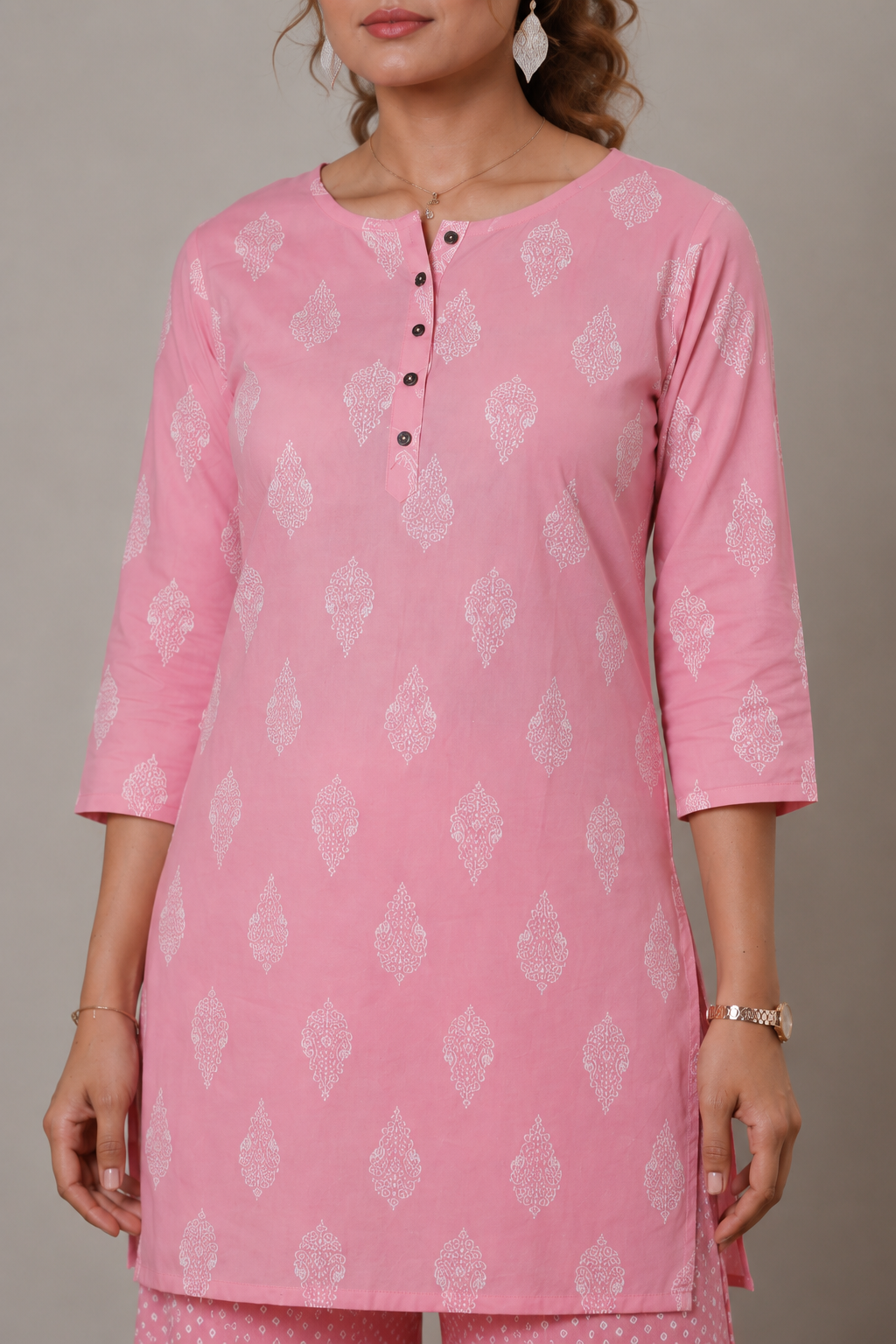 <b>Iris</b><br/>Soft Pink Cotton Sharara Kurti Set - Image 5