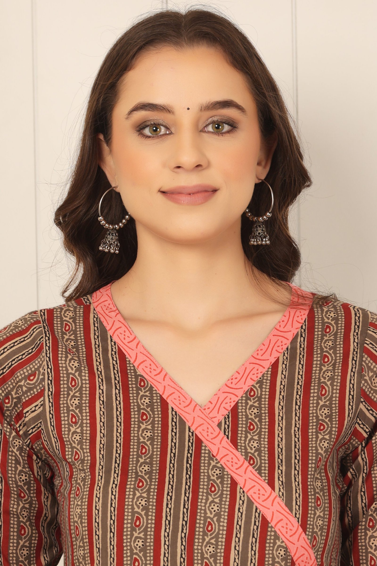 <b>Angarkha</b><br/>Dark Beige Cotton Frock Kurti - Image 6