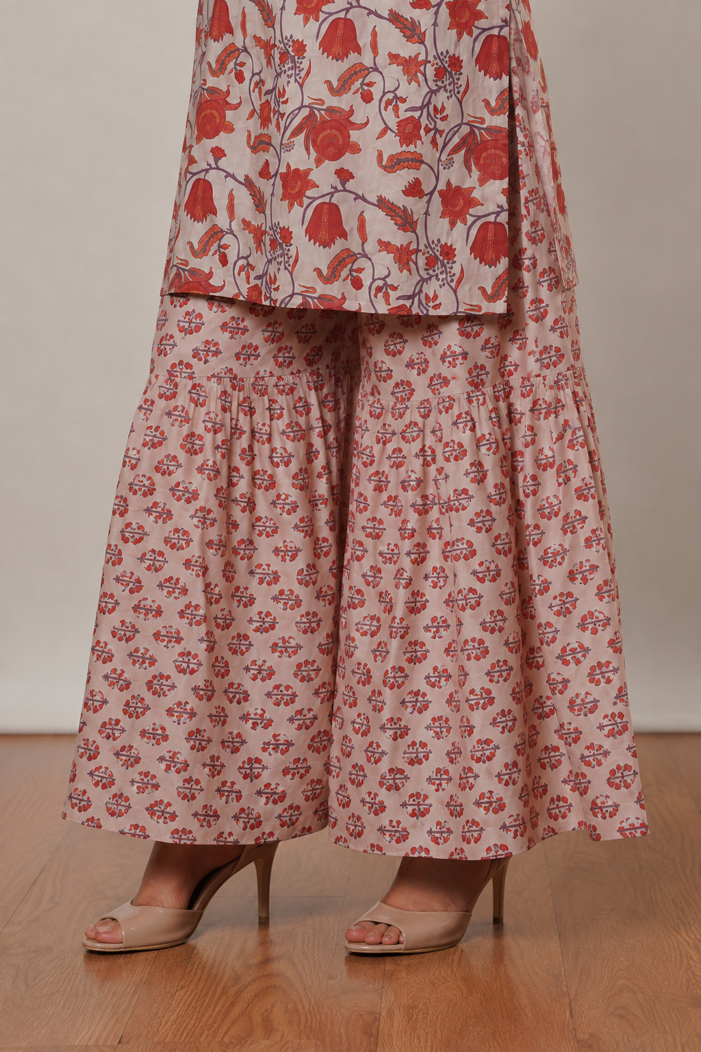 <b>Ruby</b></br>Rust & Beige Rayon Sharara Kurti Set - Image 4