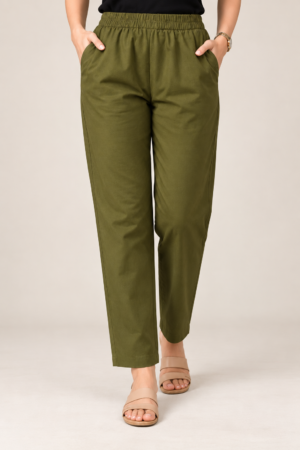 <b>Cora</b><br/>Olive Green Cotton Comfort Pants