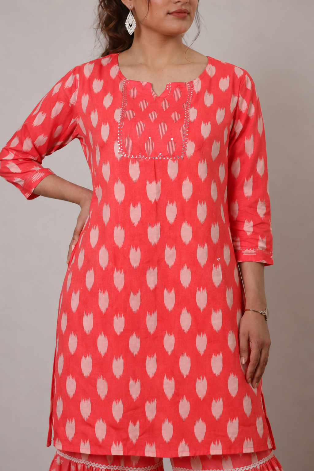 <b>Ruby</b></br>Patola Coral Rayon Sharara Kurti Set - Image 5